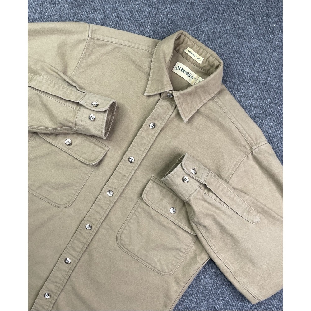 Vintage St John's Bay Chamois Cloth Shirt Men's Small Button Up Beige Workwear
